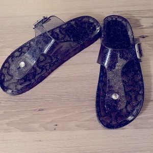 Black glitter jelly sandal size 10